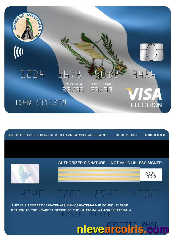 Guatemala Banco de Guatemala visa electron card 